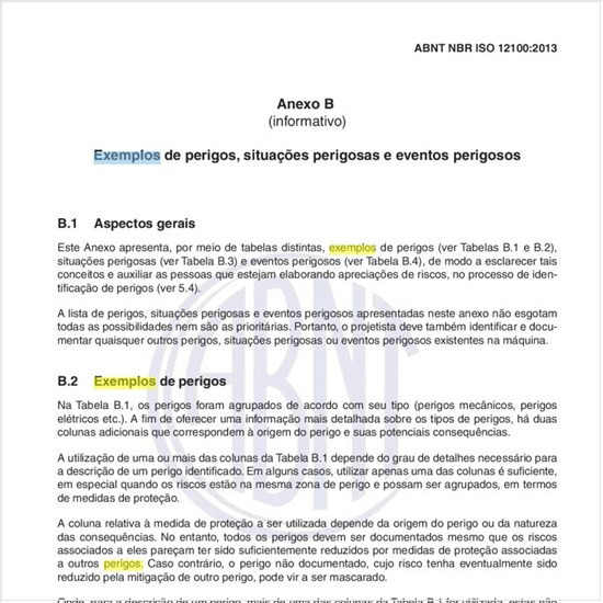 Exemplos de perigos.