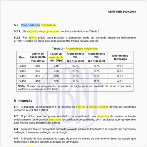 Quais os requisitos de propriedades mecânicas das bobinas e chapas grossas de aço de baixa liga e alta resistência mecânica?