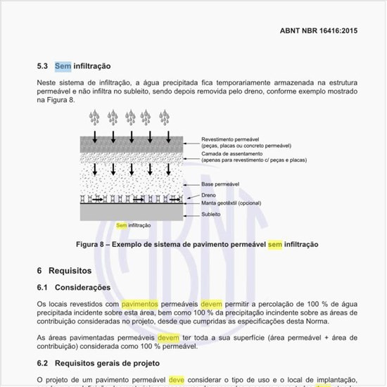 Como deve ser feitos os pavimentos sem infiltração?