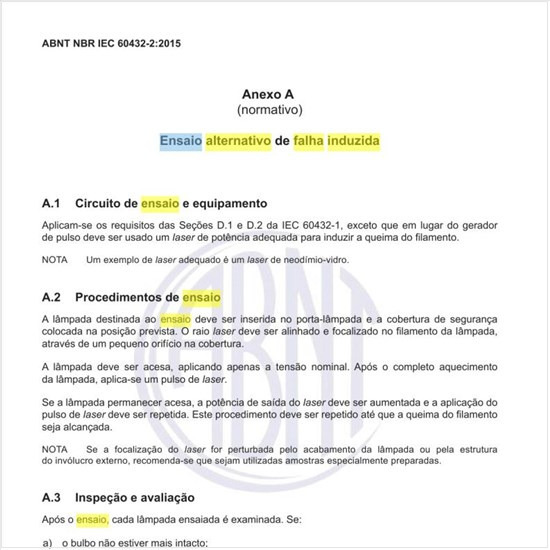 Qual o ensaio alternativo de falha induzida que pode ser realizado?