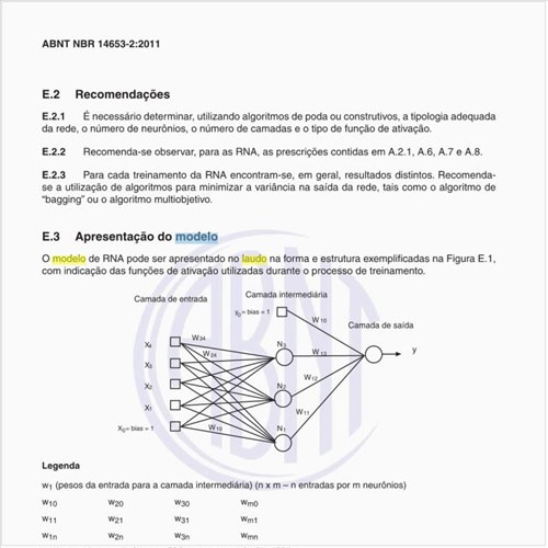 Como apresentar no laudo o modelo construído com base nas redes neurais artificiais (RNA)?