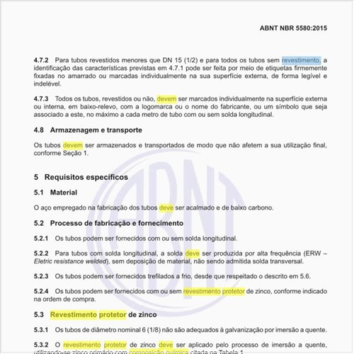 Qual deve ser a composição química do revestimento protetor de zinco?