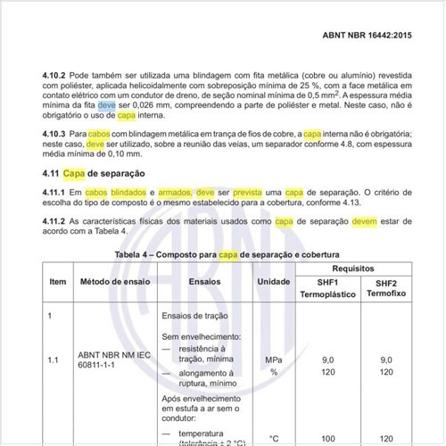 Por que em cabos blindados e armados deve ser prevista uma capa de separação?