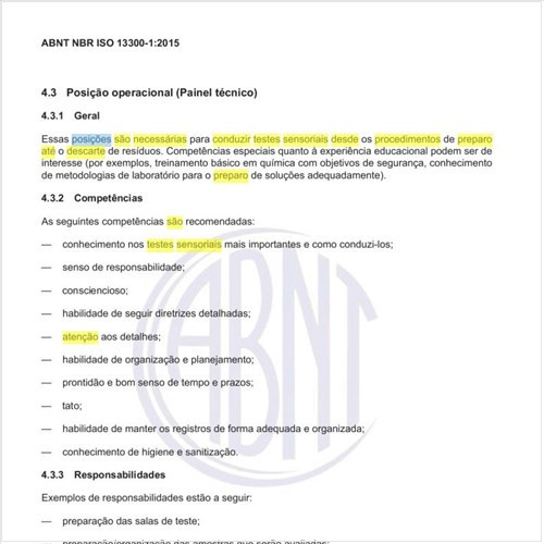 Quais posições são necessárias para conduzir testes sensoriais desde os procedimentos de preparo até o descarte de resíduos?