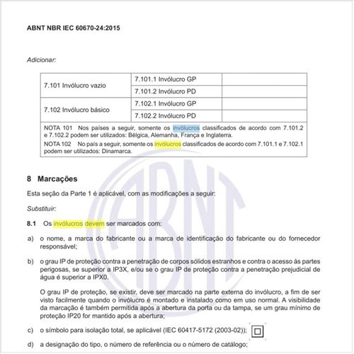 Como os invólucros devem ser marcados?
