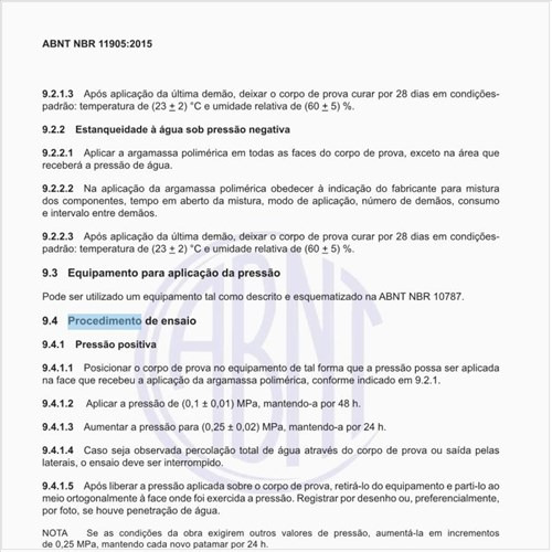 Qual o procedimento de ensaio?