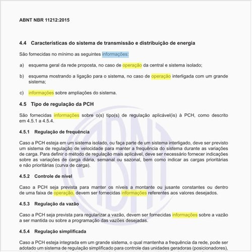 Quais as informações relativas ao modo de operação da PCH?