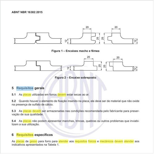 Quais os requisitos físicos e mecânicos que devem atender as placas de gesso para forro?