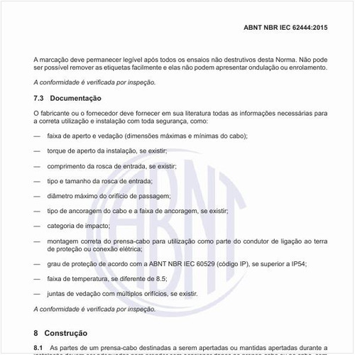 Qual a documentação que o fabricante ou o fornecedor deve fornecer sobre os prensa-cabos?