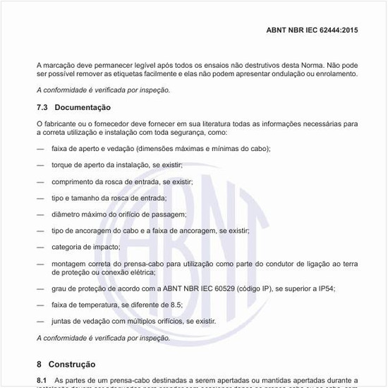 Qual a documentação que o fabricante ou o fornecedor deve fornecer sobre os prensa-cabos?