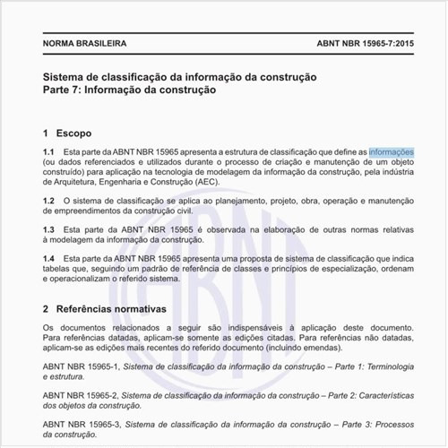Quais as as classificações do Grupo 5 que trata das informações da construção?
