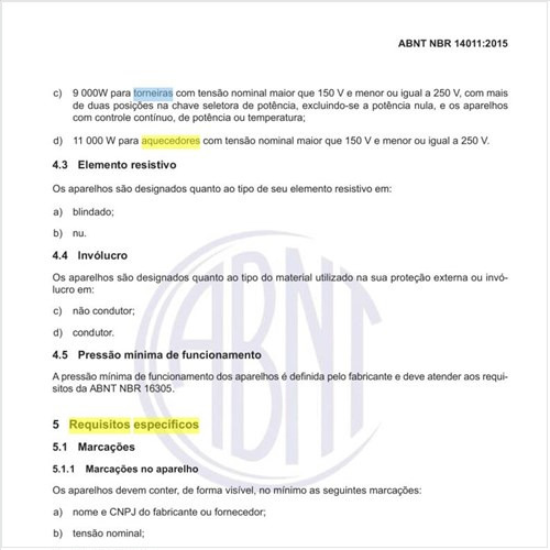 Quais os requisitos específicos para os aquecedores instantâneos de água e torneiras elétricas?