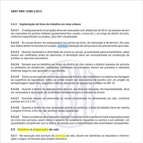 Qual o procedimento para a abertura e preparação da vala?