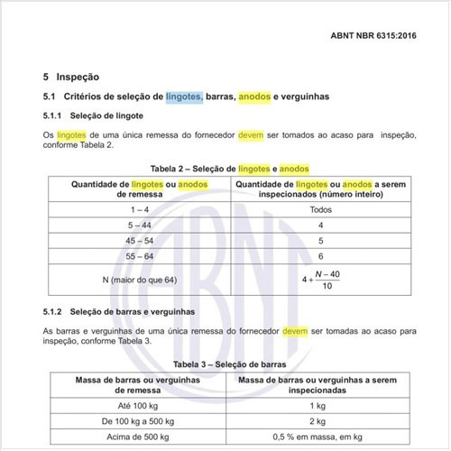 Como deve ser feita a amostragem dos lingotes ou anodos selecionados?