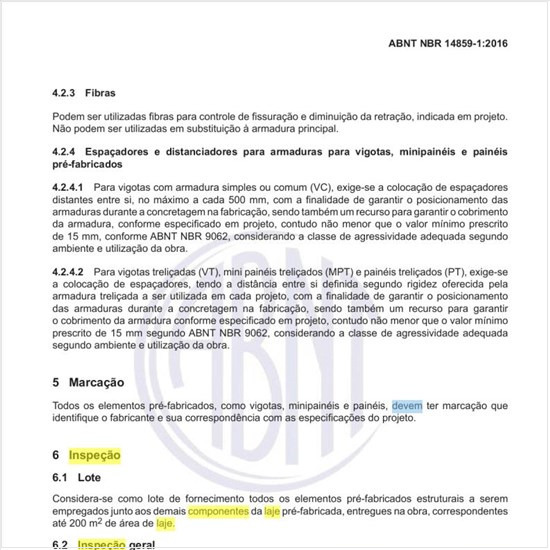 Como deve ser feita a inspeção dos componentes da laje pré-fabricada?