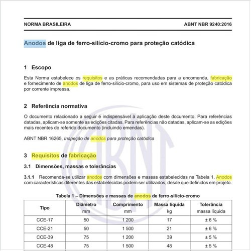Quais os requisitos de fabricação dos anodos de ferro-silício-cromo?