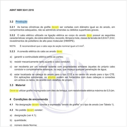 Como deve ser feita a produção dos  de anodos de grafite?