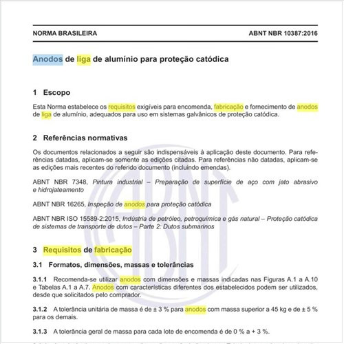 Quais os requisitos de fabricação dos anodos de liga de alumínio?