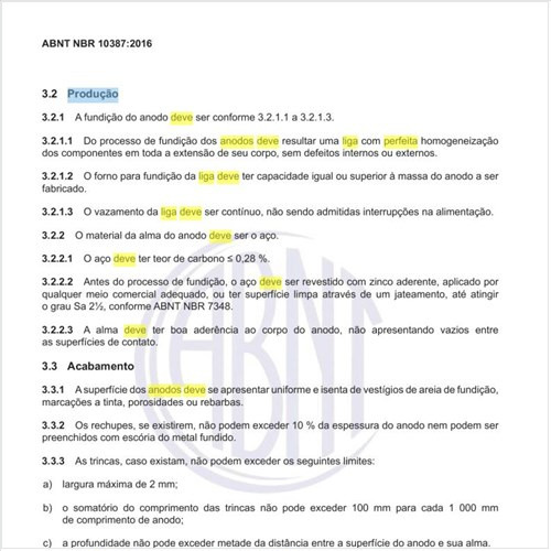 Como deve ser feita a produção e a composição química dos anodos de liga de alumínio?
