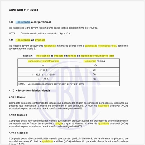 Qual a resistência ao impacto em função da capacidade volumétrica total dos frascos?