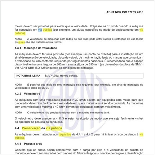 Para a preservação da via pública, quais os requisitos para essas máquinas?