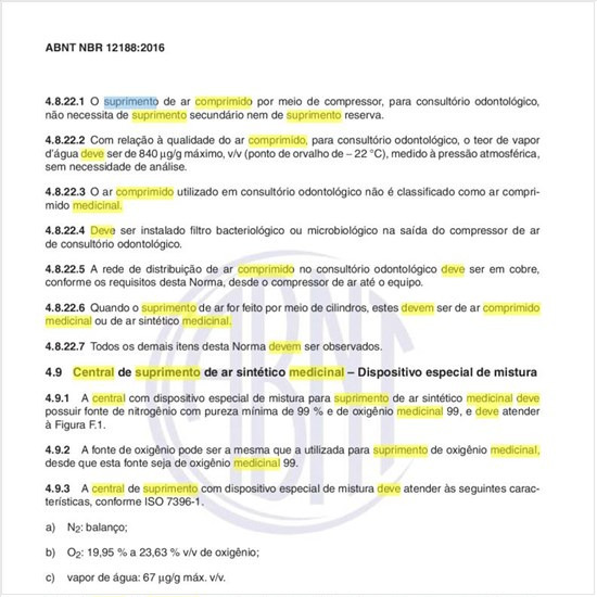 O que deve conter uma central de suprimento de ar comprimido medicinal com compressor?