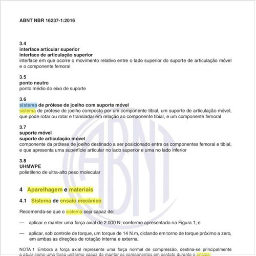 Qual a aparelhagem e os materiais para o sistema de ensaio mecânico nas próteses?