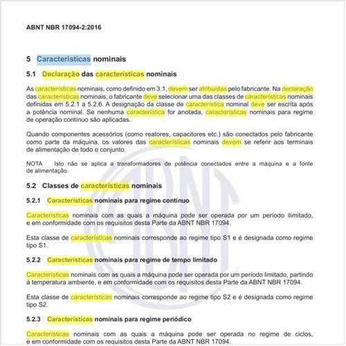Como deve ser atribuída a declaração das características nominais?