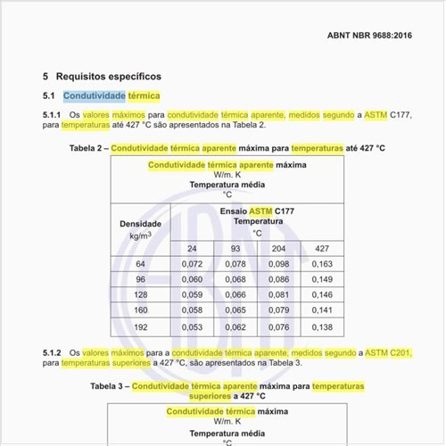 Quais os valores máximos para a condutividade térmica aparente, medidos segundo a ASTM C201, para temperaturas superiores a 427°C?
