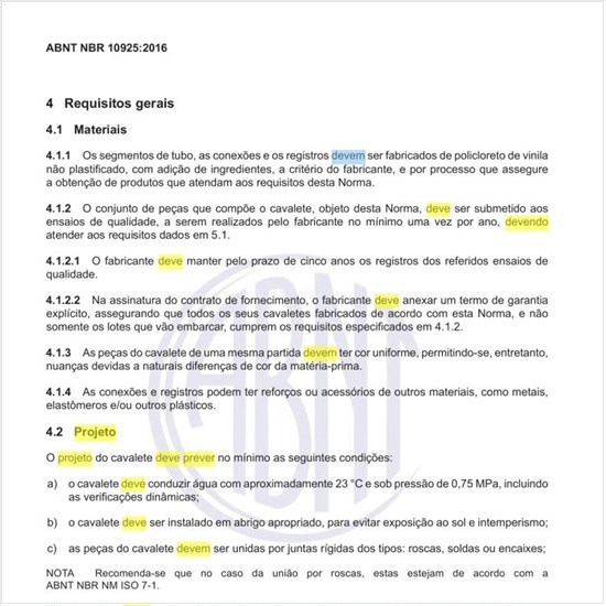 O que deve prever o projeto do cavalete?