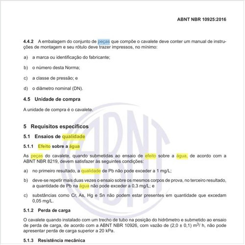 Qual o efeito sobre a água nas peças do cavalete?