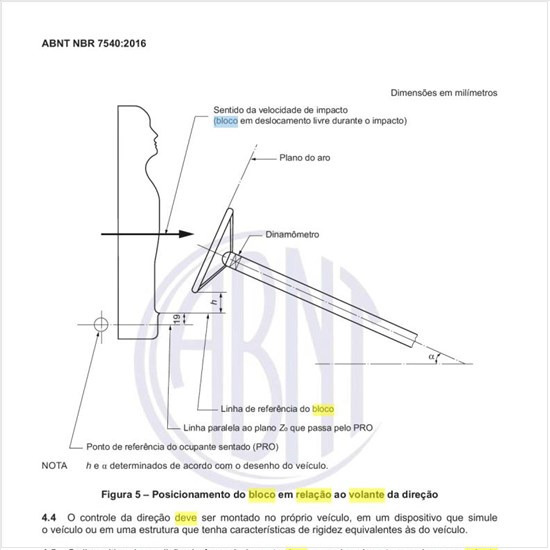 Como deve ser estabelecida a posição do bloco representativo do corpo humano em relação ao volante da direção?