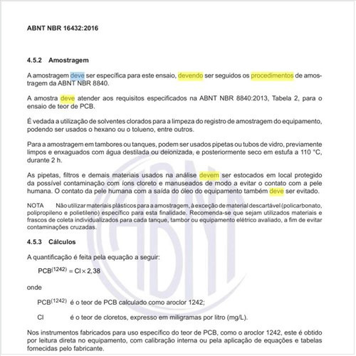 Como deve ser feito o procedimento de ensaios?