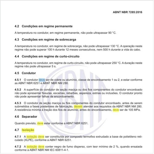 Como deve ser a isolação desse tipo de cabos?