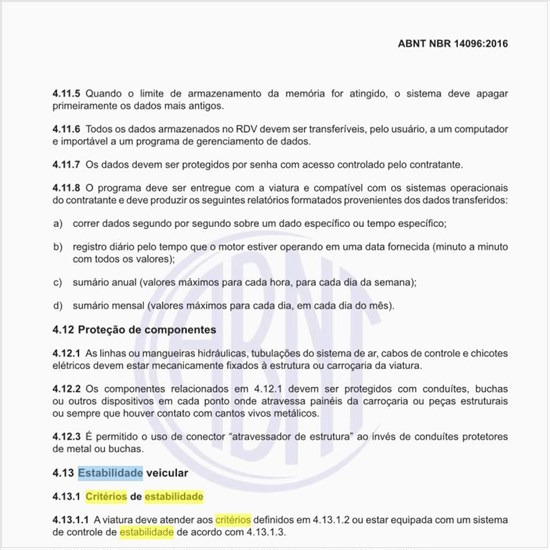 Quais os critérios de estabilidade das viaturas de combate a incêndio?