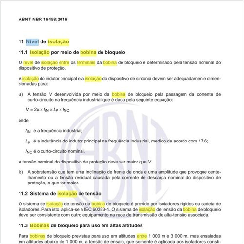 Qual o nível de isolação entre os terminais da bobina de bloqueio?
