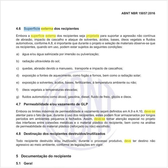 Como deve ser projetada a superfície externa dos recipientes?