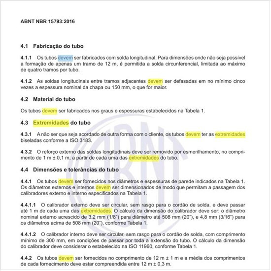Como devem ser fabricadas as extremidades do tubo?