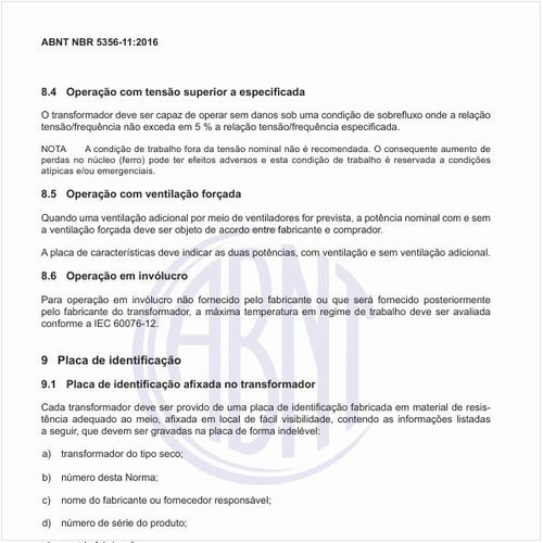 O que deve contar a placa de identificação afixada no transformador?