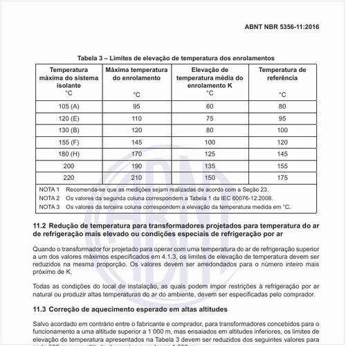 Quais os limites de elevação de temperatura dos enrolamentos?