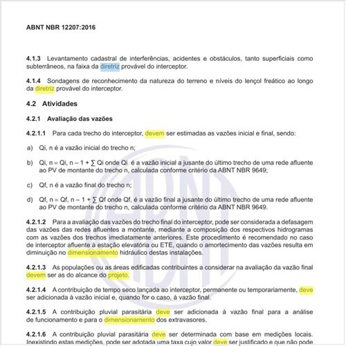 Como deve ser definida a diretriz definitiva do projeto de interceptores de esgoto sanitário?