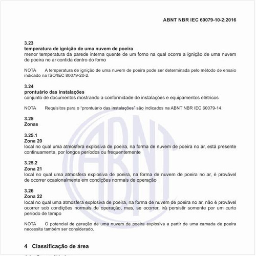 Como é classificada a área de atmosfera de poeira explosiva?