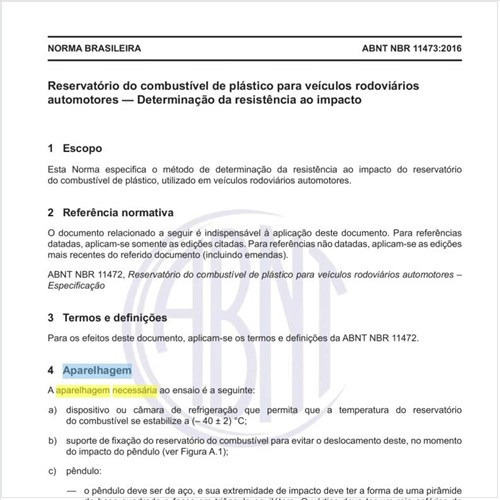 Qual a aparelhagem necessária para o ensaio?