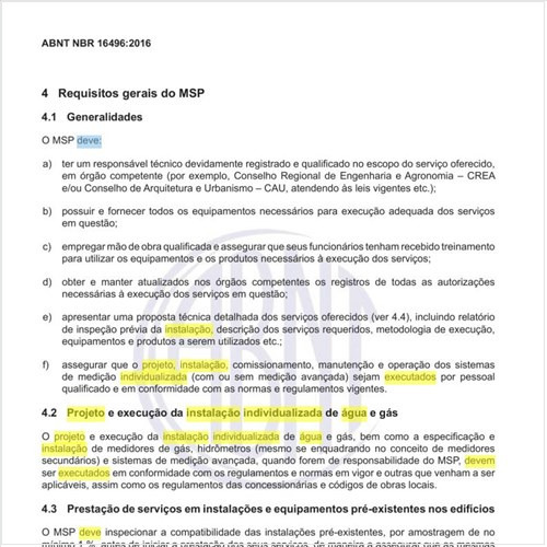 Como deve ser executado o projeto da instalação individualizada de água e gás?