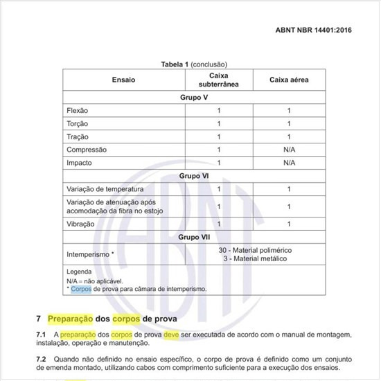 Como deve ser feita a preparação dos corpos de prova?