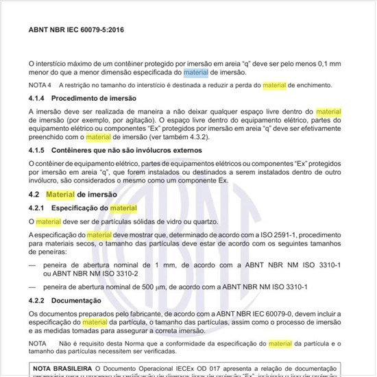Quais as distâncias através do material de imersão?