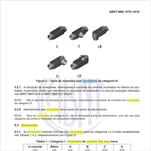 Quais as dimensões do condulete de conexão fixa sem rosca?