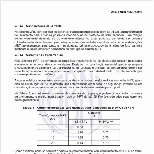 Quais as correntes de cargas para diversos transformadores de 5 kV A a 25 kV A?