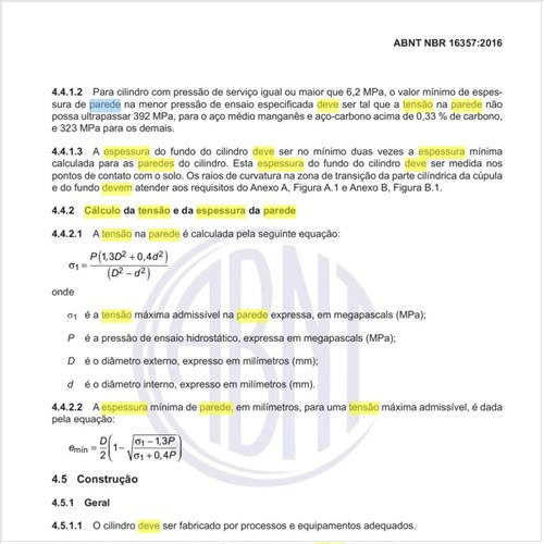 Como deve ser feito o cálculo da tensão e da espessura da parede dos cilindros?