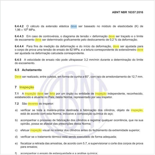 Como deve ser feita a inspeção dos cilindros?